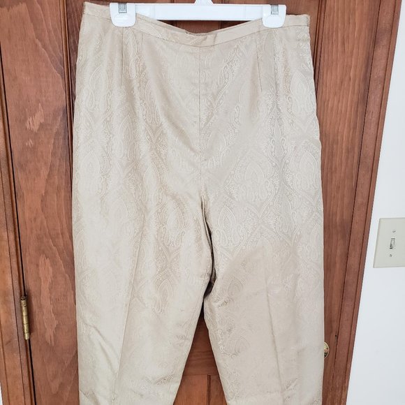 Talbots Light Golden Tan Embroidered Silk Dress Pants - Picture 6 of 9